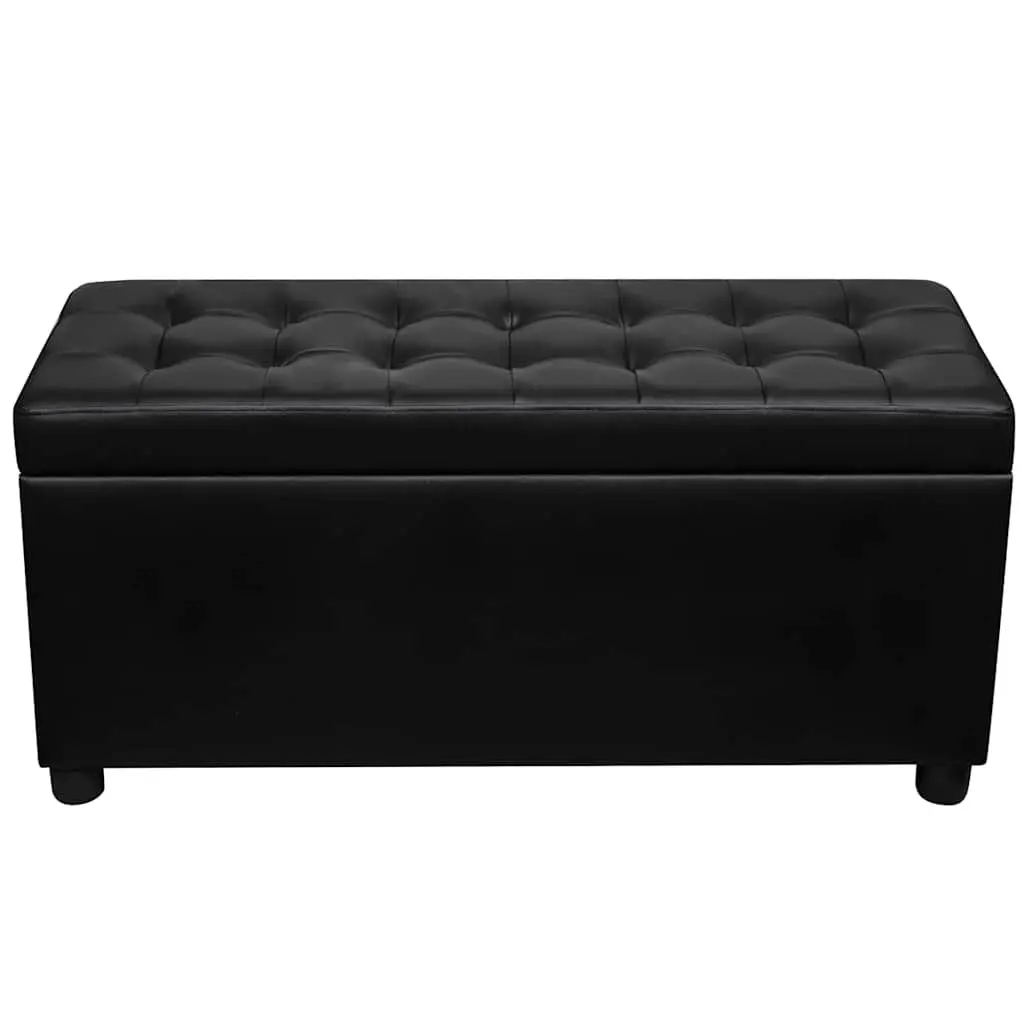 Storage Ottoman Black Faux Leather Extra Seating 30 Inch
