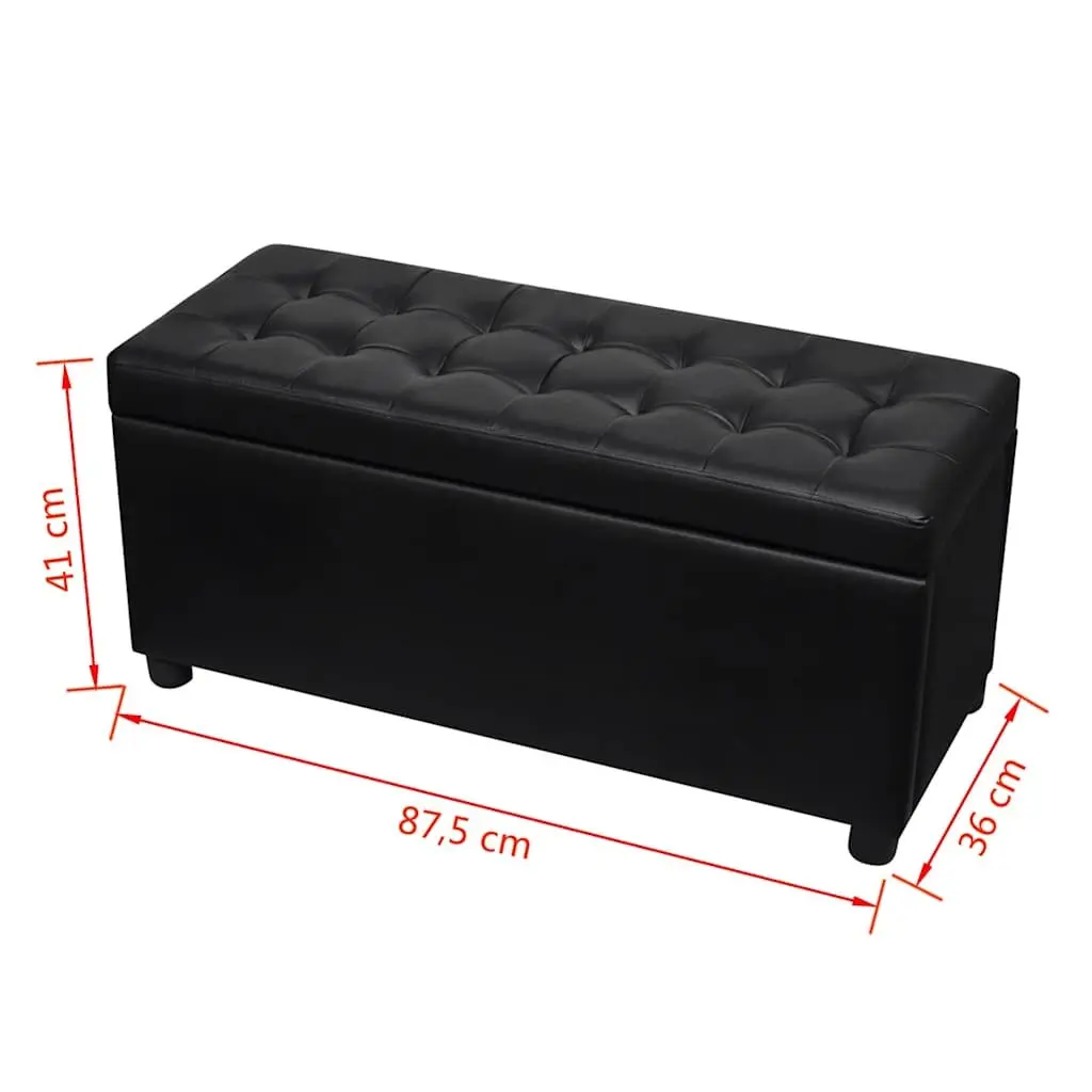 Storage Ottoman Black Faux Leather Extra Seating 30 Inch