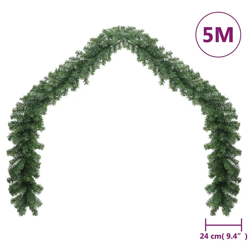 LED Christmas Garland 5m Green Flexible Indoor Outdoor Holiday Decoration for Stair Handrail