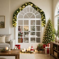 Christmas Garland with LED Lights 20m Green Indoor Outdoor Holiday Decoration