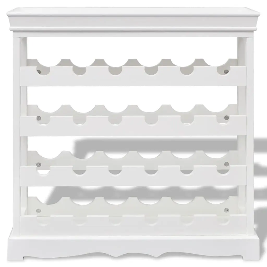 Wine Cabinet White 24 Bottle Storage Rack with Four Shelves and Top Tray for Glassware