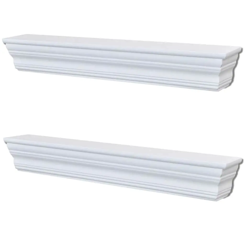 Wall Shelves Baroque Style White Floating Storage 2 Piece