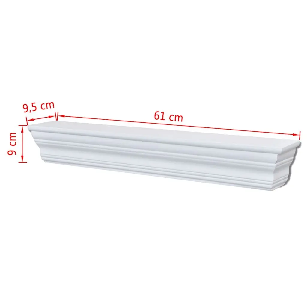 Wall Shelves Baroque Style White Floating Storage 2 Piece