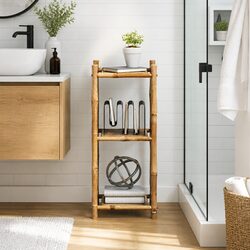 3-Tier Square Bamboo Shelf Brown Bathroom Living Room Display Stand Storage