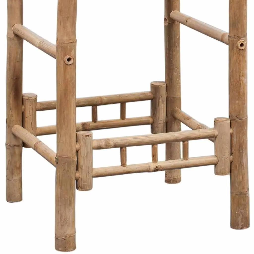 Bar Stools 2 Pieces Brown Bamboo Backrest Comfort Seating Indoor Outdoor