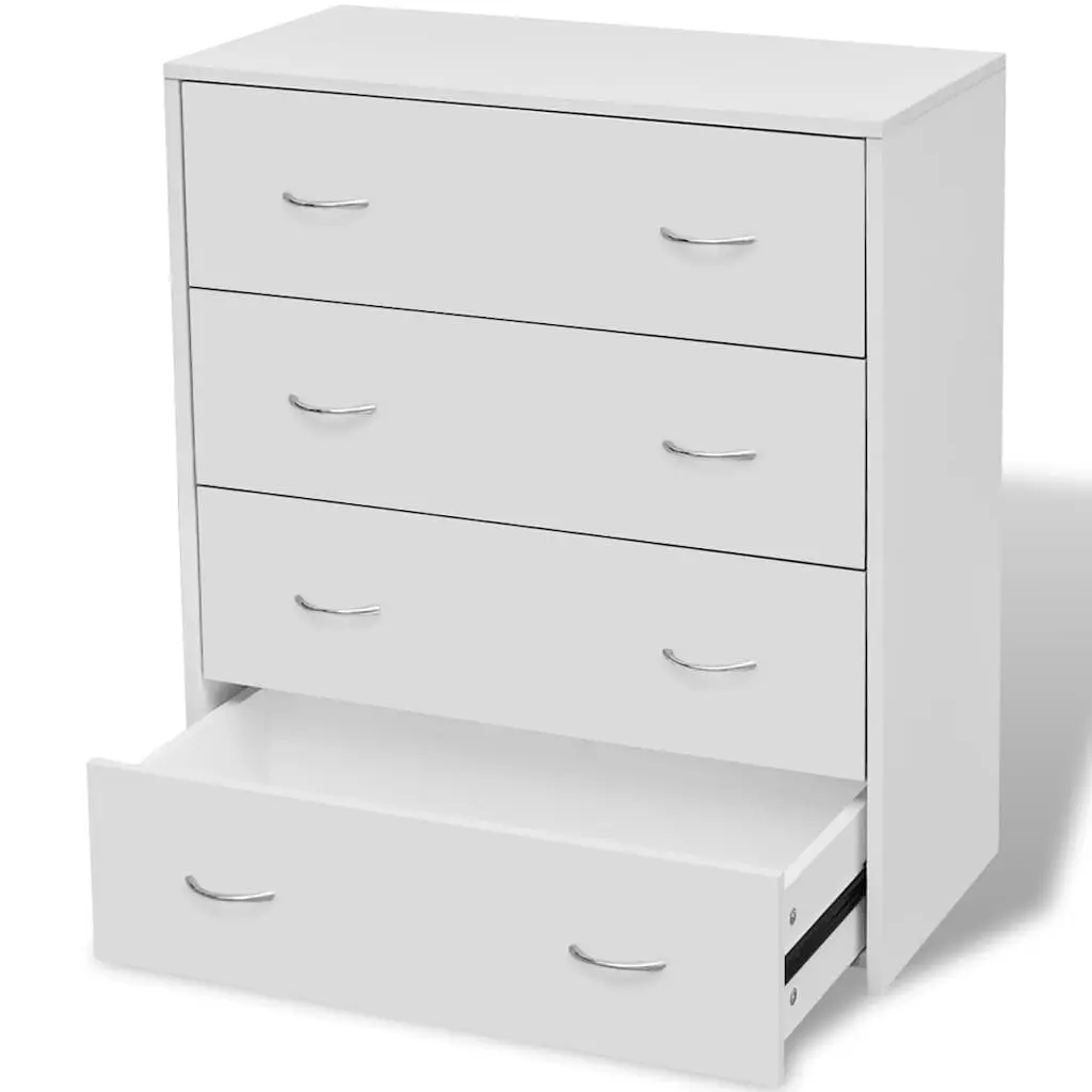 Sideboard Storage Cabinet with 4 Drawers White Engineered Wood 60 x 30.5 x 71 cm