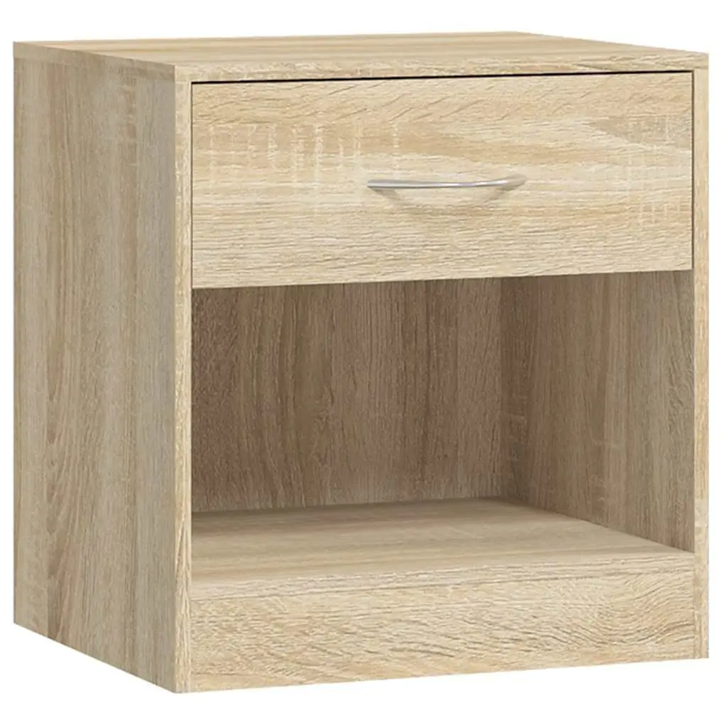 Bedside Table 2 Piece Set Nightstand with Drawer Storage Cabinet Brown Oak