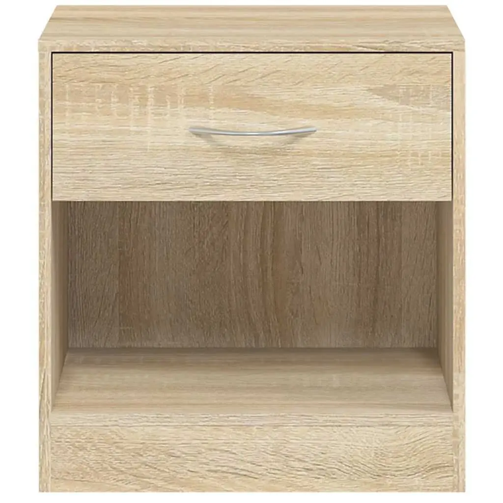 Bedside Table 2 Piece Set Nightstand with Drawer Storage Cabinet Brown Oak