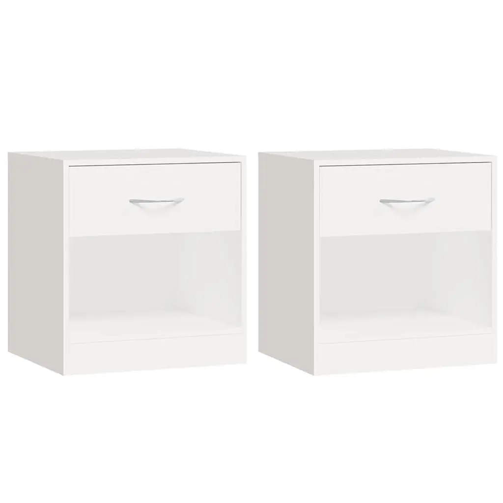 Bedside Tables 2 pcs White Nightstand Cabinet with Drawer Storage Shelf Bedroom