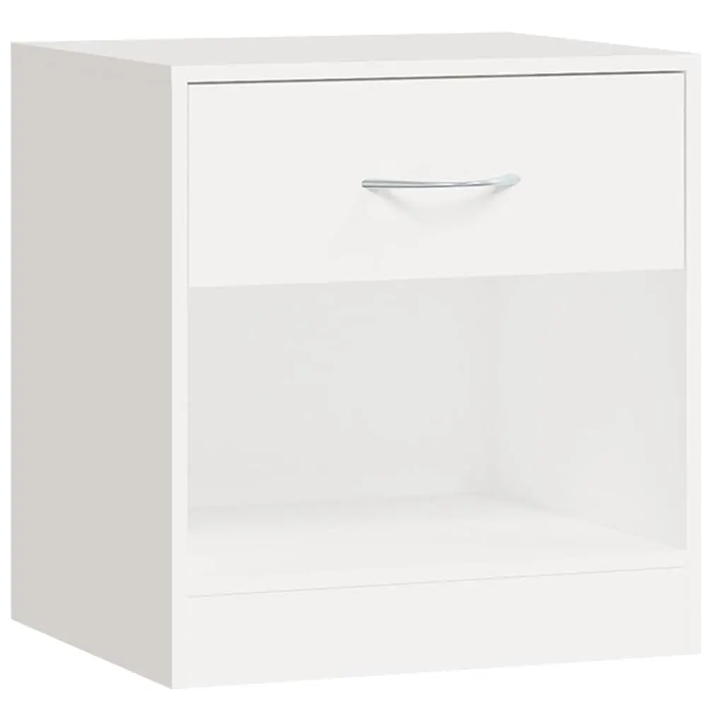 Bedside Tables 2 pcs White Nightstand Cabinet with Drawer Storage Shelf Bedroom