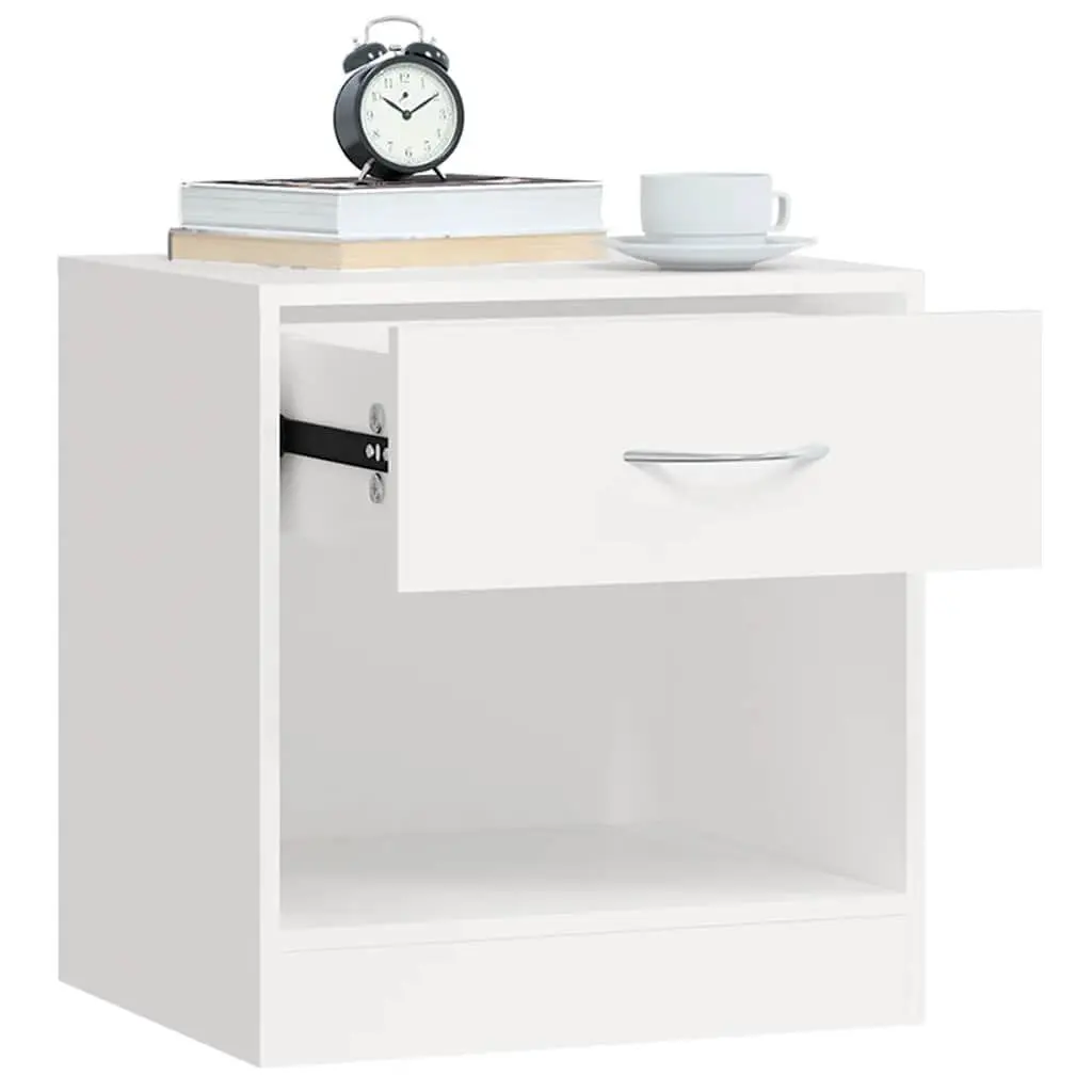 Bedside Tables 2 pcs White Nightstand Cabinet with Drawer Storage Shelf Bedroom