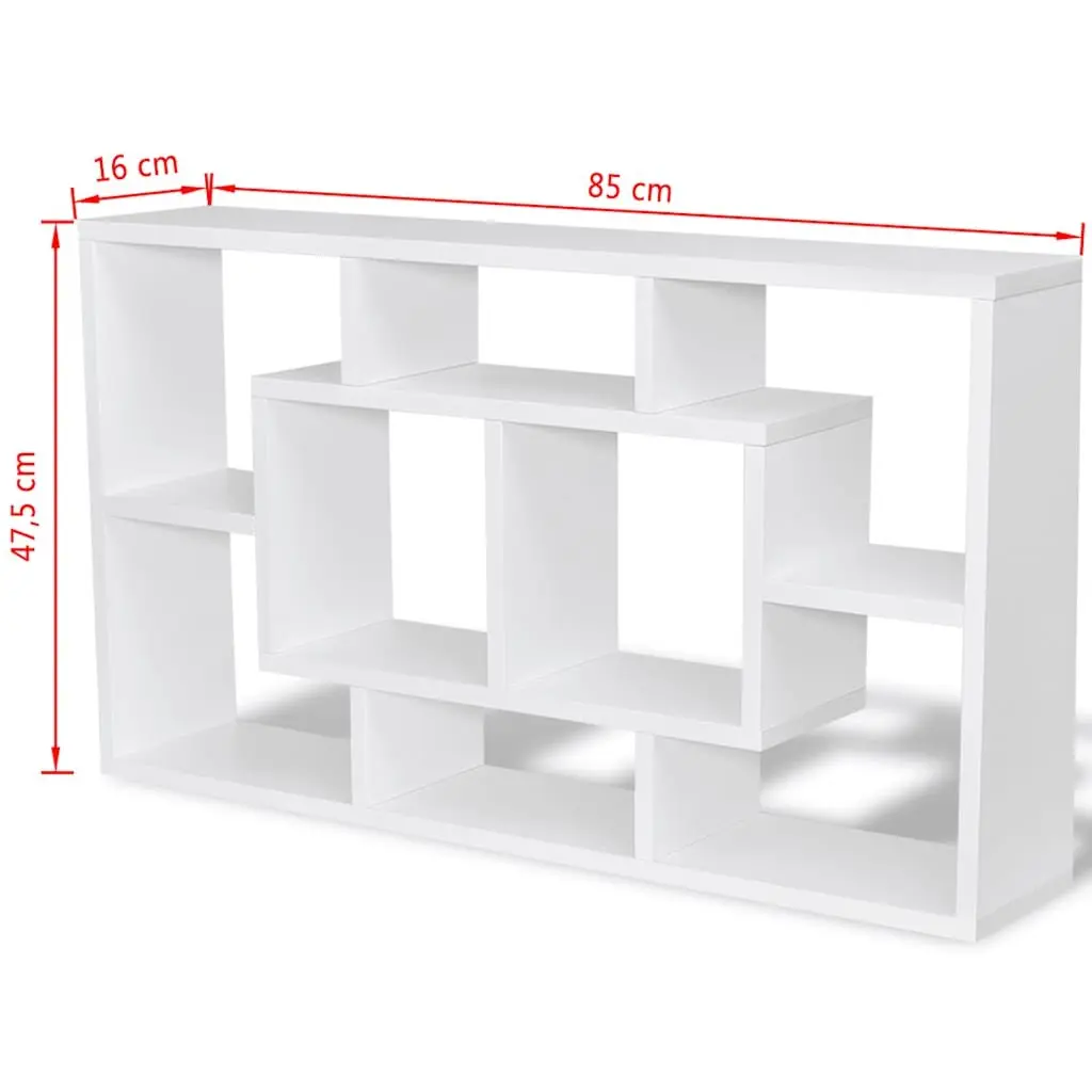 Floating Wall Display Shelf White 8 Compartments Storage Cube Ledge
