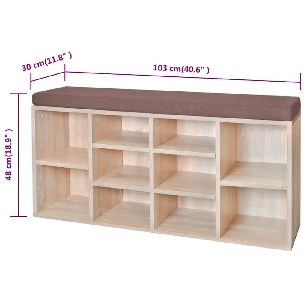 Shoe Storage Bench with 10 Compartments