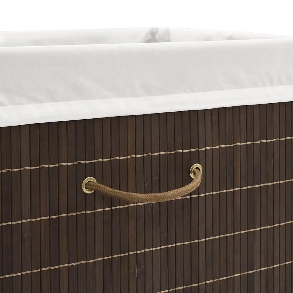 Bamboo Laundry Bin Rectangular Brown Hamper with Removable Liner