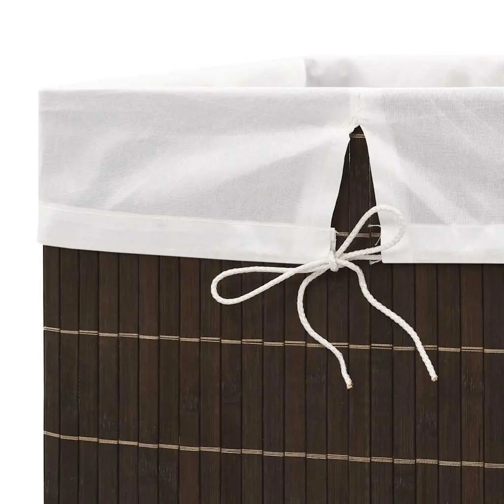 Bamboo Laundry Bin Rectangular Brown Hamper with Removable Liner