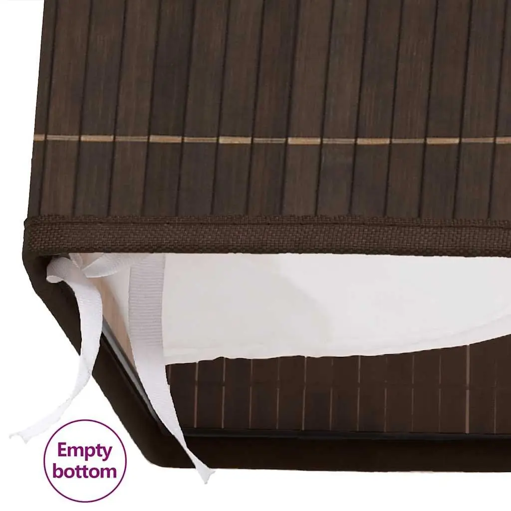 Bamboo Laundry Bin Rectangular Brown Hamper with Removable Liner