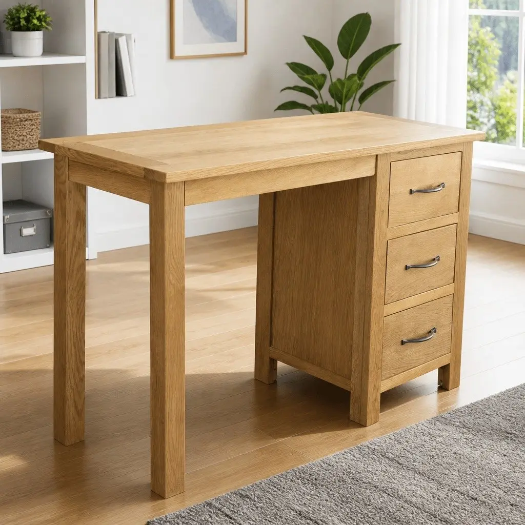 Solid Oak Wood Desk 3 Drawers 106 x 40 x 75 cm
