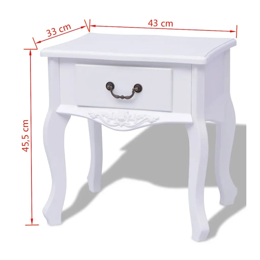 Bedside Cabinet Compact White Nightstand with Drawer