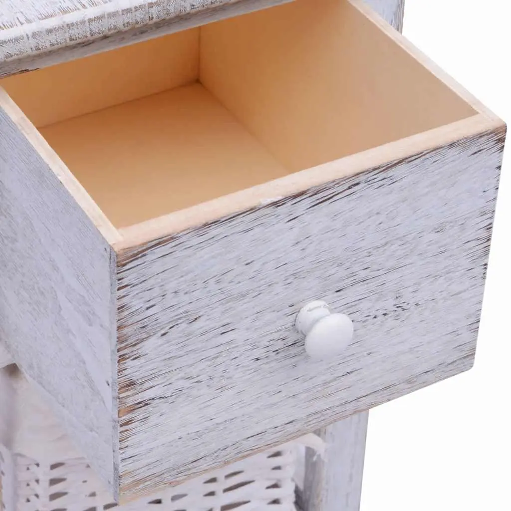 Bedside Cabinets White Wood 2 Piece Nightstands Bedroom Storage Drawer Tables