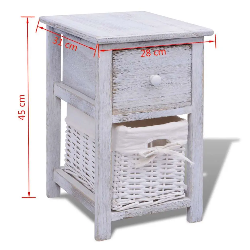Bedside Cabinets White Wood 2 Piece Nightstands Bedroom Storage Drawer Tables