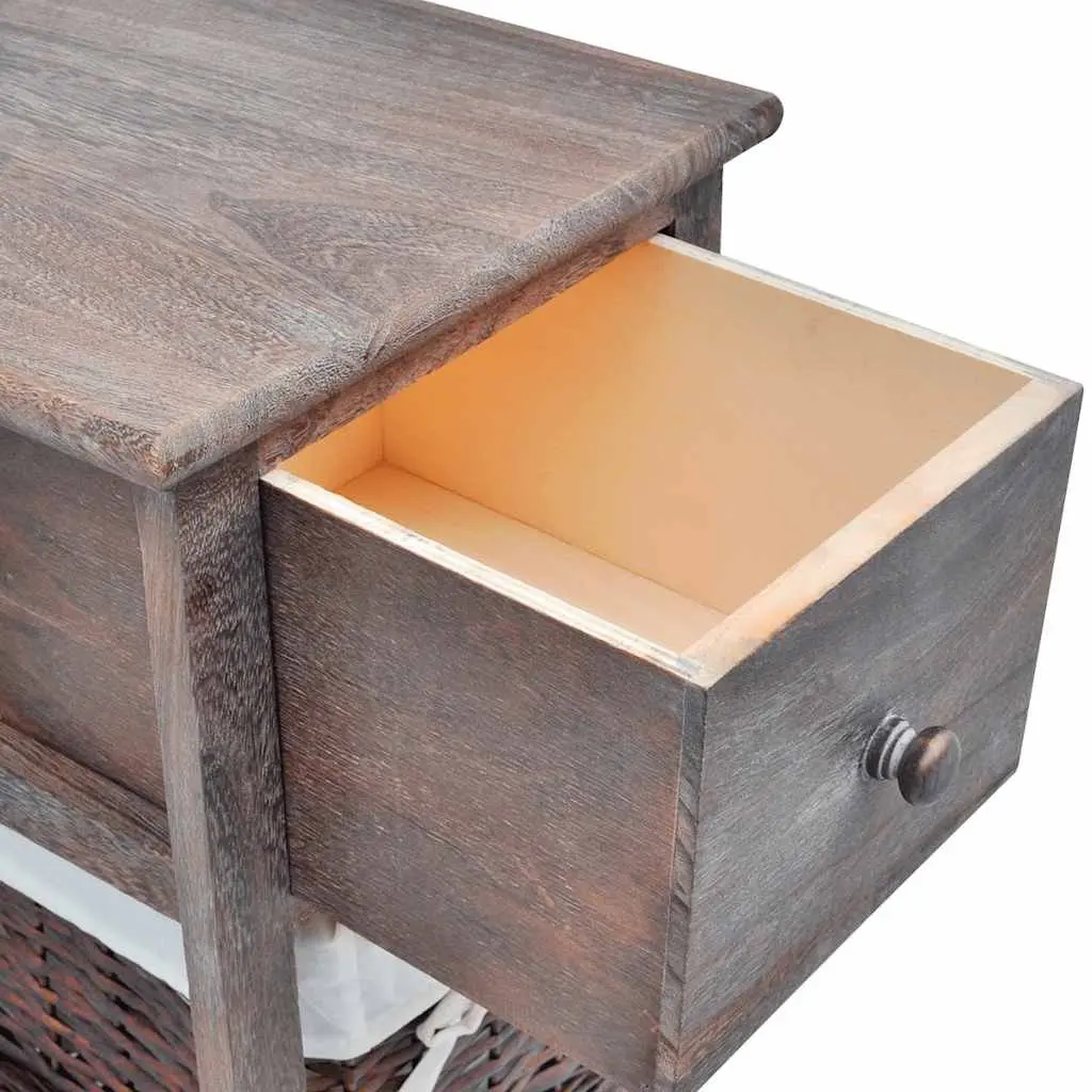 Bedside Cabinet 2 pcs Brown Wood Nightstand Drawer Storage End Table Bedroom