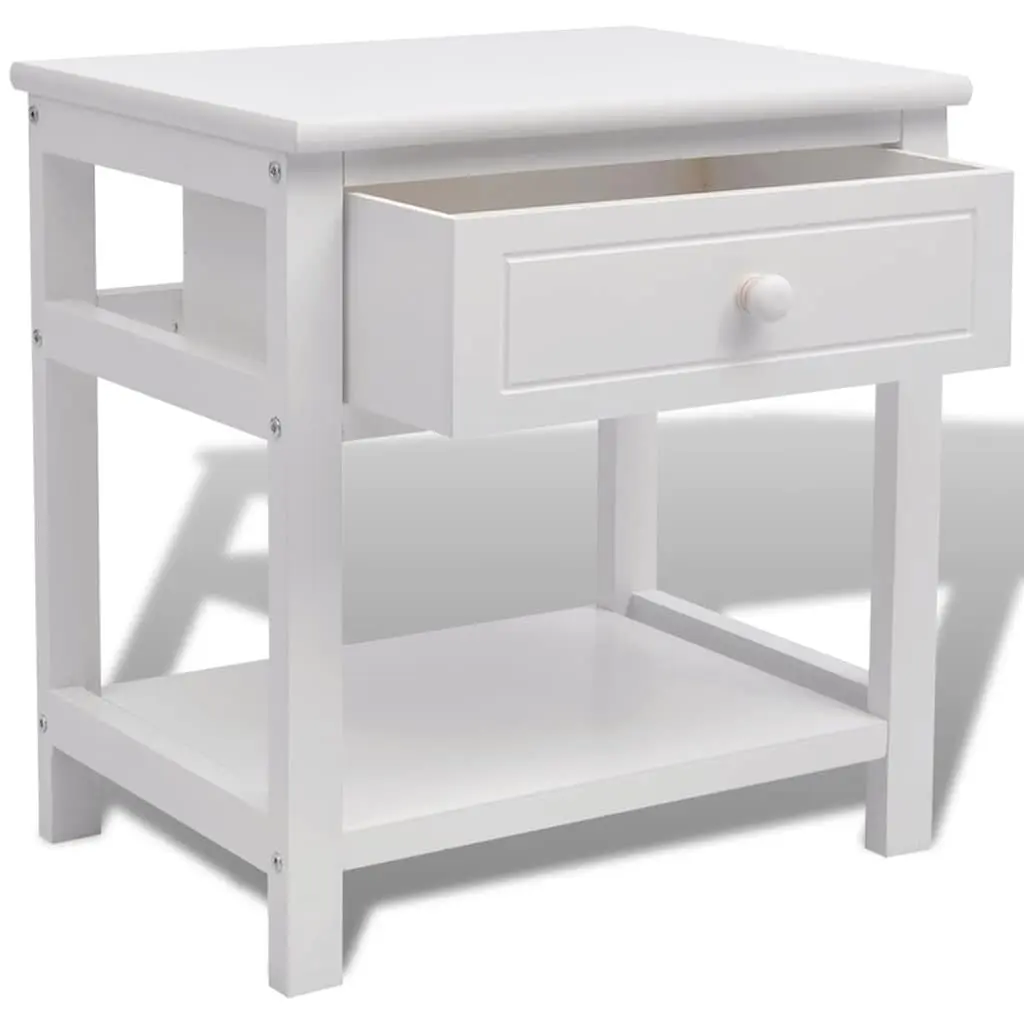 Bedside Cabinet White Nightstand Bedroom Side Table Drawer Storage Cabinet