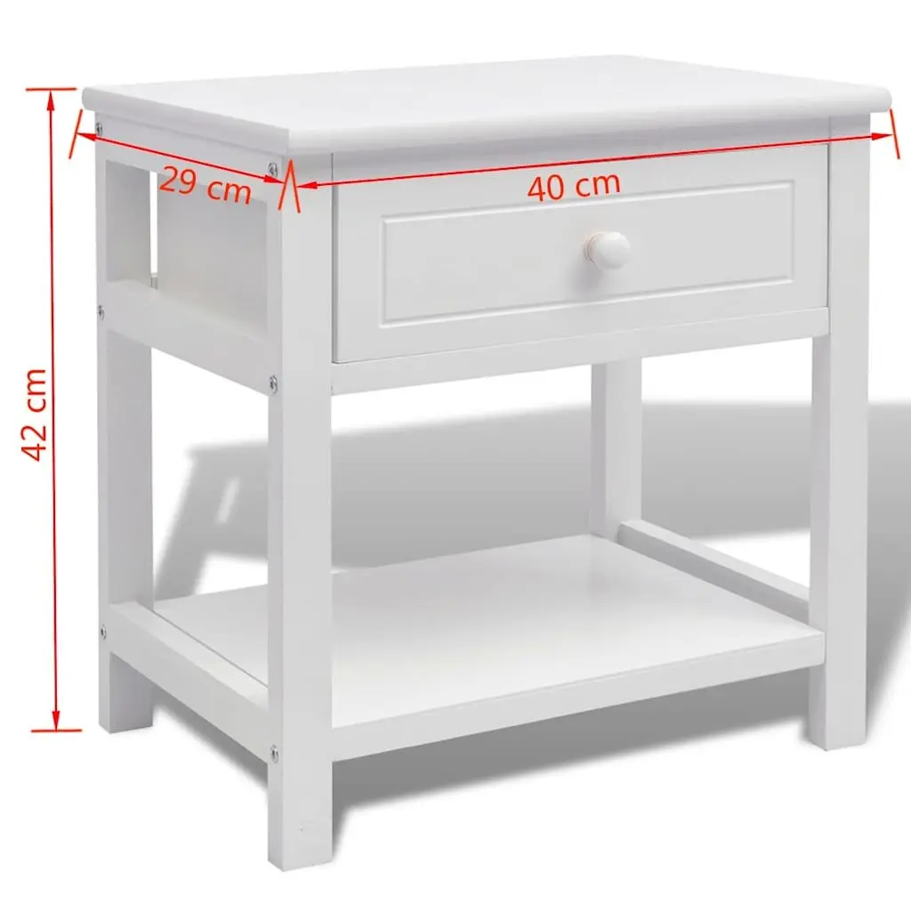 Bedside Cabinet White Nightstand Bedroom Side Table Drawer Storage Cabinet