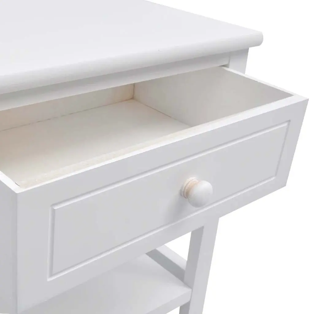 Bedside Cabinet White Wooden Nightstand Drawer Storage Shelf Bedroom Furniture