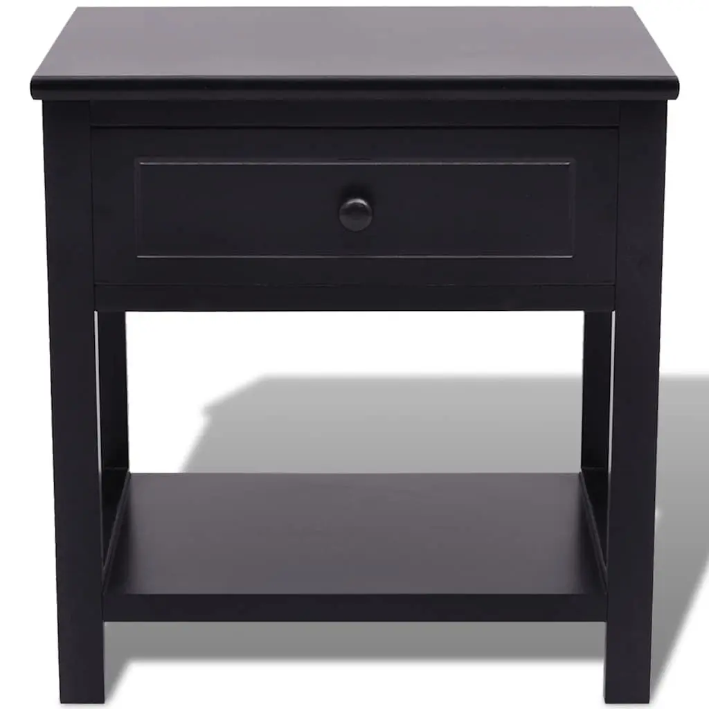 Bedside Cabinet Black Compact Nightstand Drawer Storage