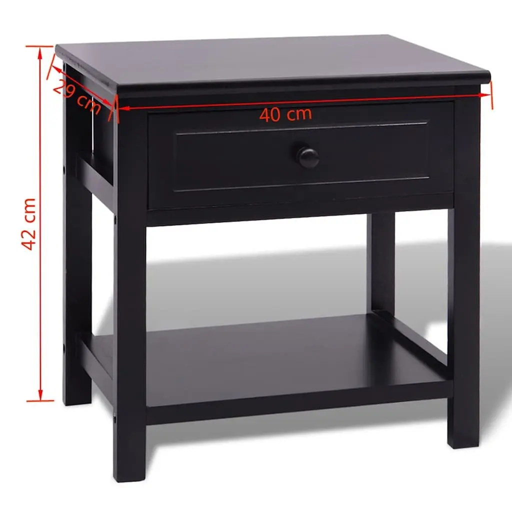 Bedside Cabinet Black Compact Nightstand Drawer Storage