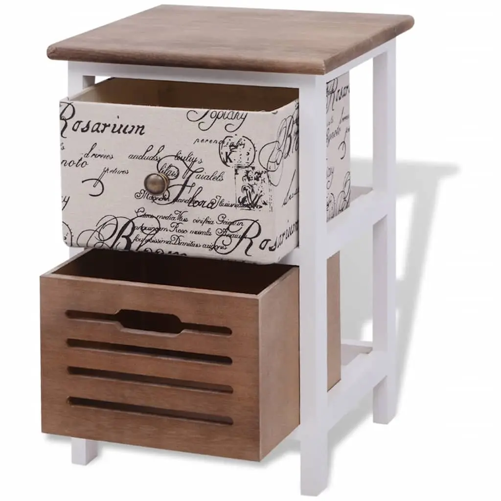 Wooden Bedside Cabinets Country Style 2 Piece Set Compact Storage Drawer Nightstand