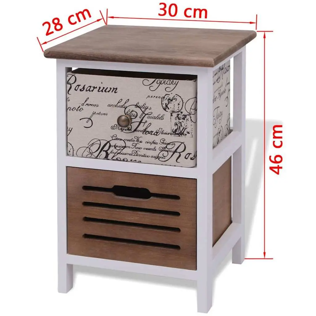 Wooden Bedside Cabinets Country Style 2 Piece Set Compact Storage Drawer Nightstand