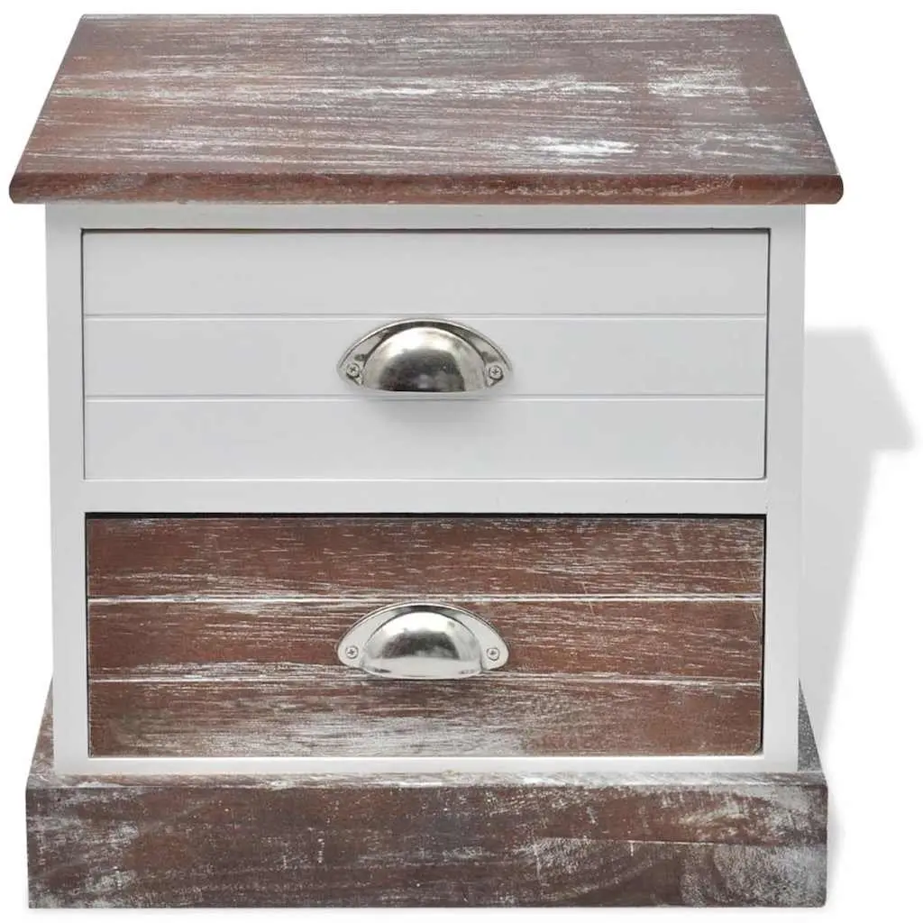 Bedside Cabinets Set French Country Style 2 pcs Brown Vintage Look Storage