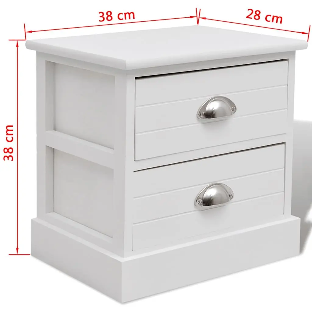 Bedside Tables French Country House Style White 2 Piece Nightstands Storage Cabinets