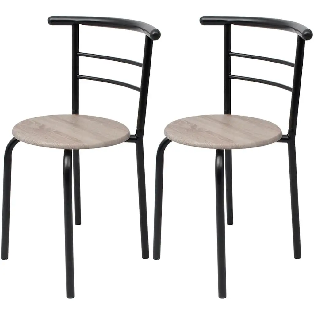 Breakfast Bar Set Compact Modern Kitchen Dining Furniture Black 2 Stools