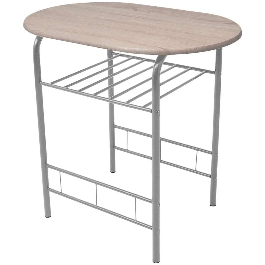 Breakfast Bar Set Brown Modern Kitchen Dining Table 2 Stools Compact Furniture