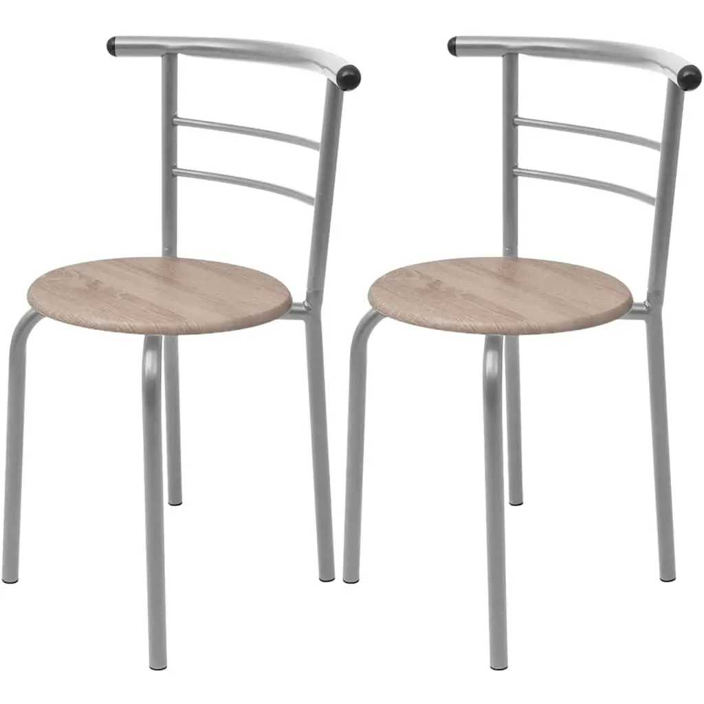 Breakfast Bar Set Brown Modern Kitchen Dining Table 2 Stools Compact Furniture