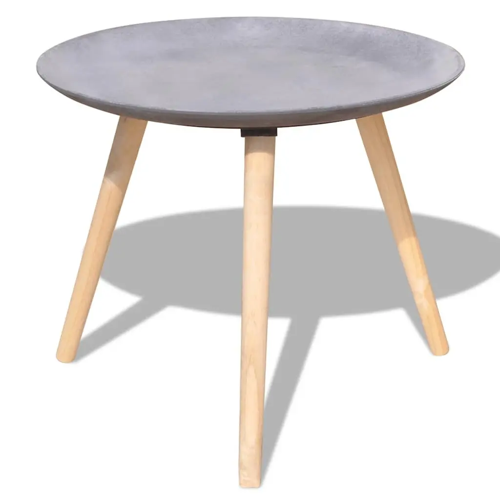 Side Table Set of 2 Round Concrete Grey 55cm 44cm