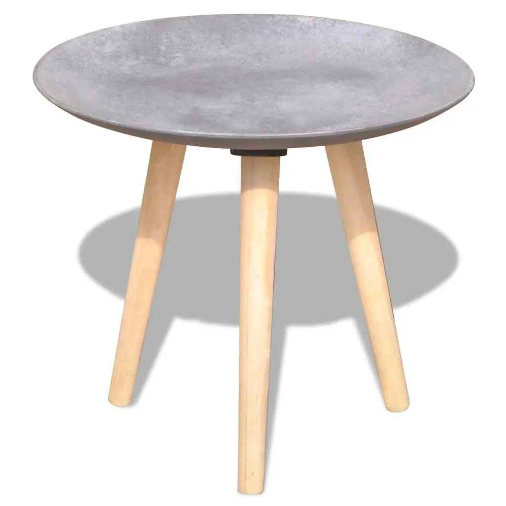 Side Table Set of 2 Round Concrete Grey 55cm 44cm