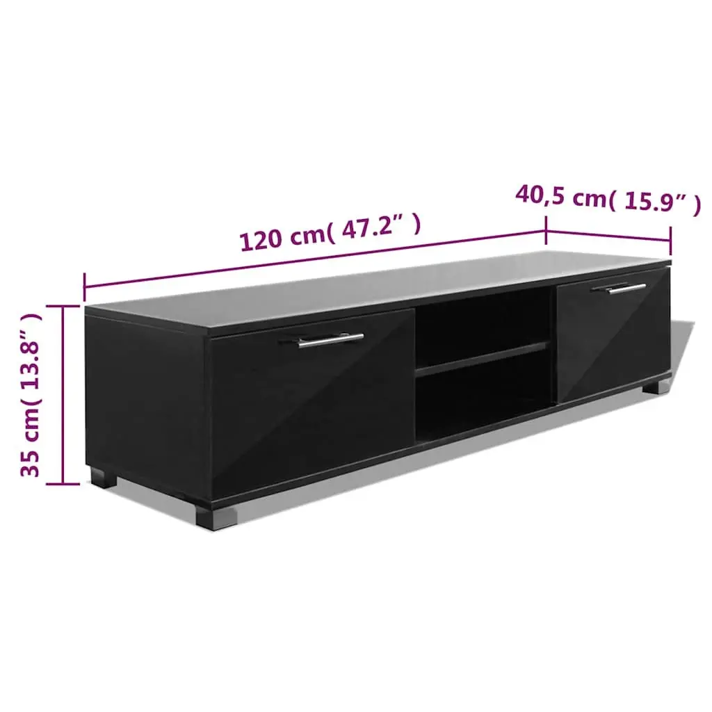 TV Cabinet High-Gloss Black Modern Sideboard Storage Shelves 120 x 40.5 x 35 cm