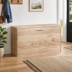 Shoe Storage Bench Brown Seating Entryway Cabinet Organiser Oak Wood