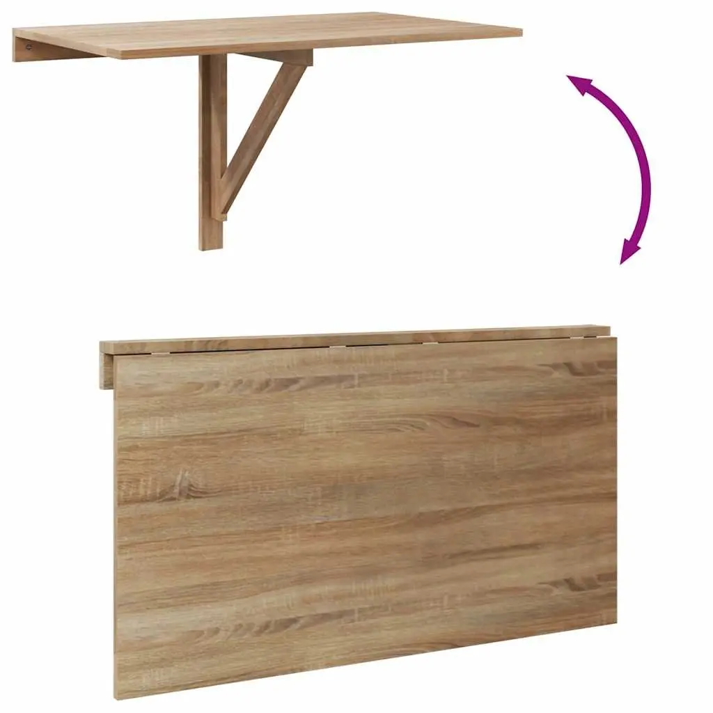 Folding Wall Table Space Saving Brown 100x60 cm Mounted Foldable