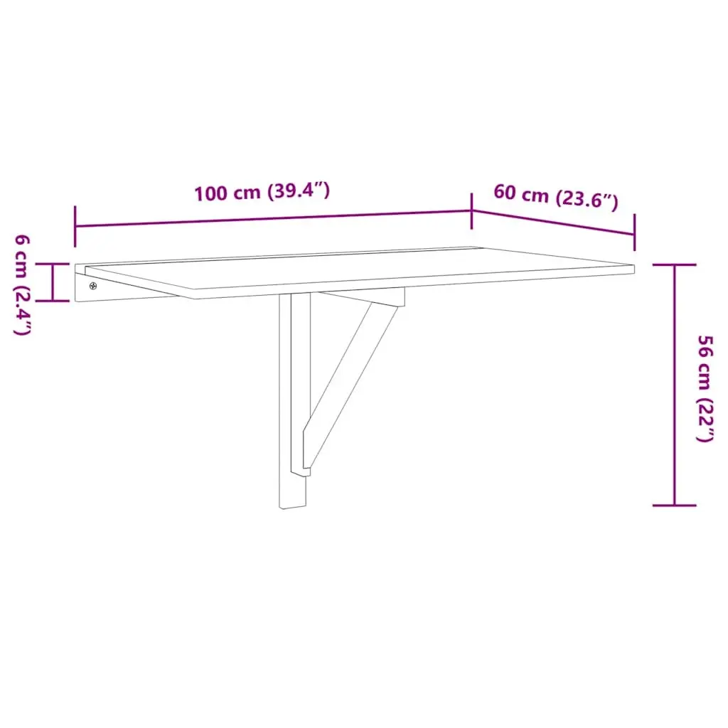 Folding Wall Table Space Saving Brown 100x60 cm Mounted Foldable