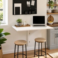 Folding Wall Table White 100x60 cm Space-Saving Mounted Kitchen Desk Compact