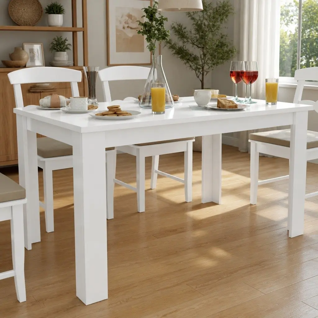 Dining Table 140x80 cm White Kitchen Room Furniture Modern Contemporary Design