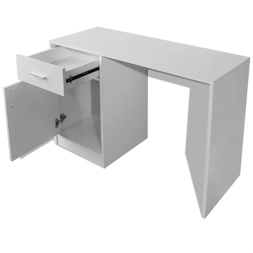 White Desk with Drawer and Cabinet Modern Office Study Bedroom Furniture 100cm x 40cm x 73cm