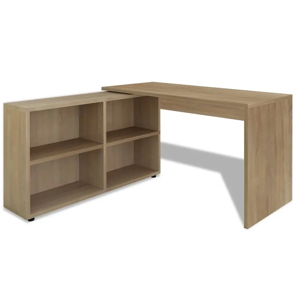 Corner Desk with 4 Shelves Brown Office Study Computer Workstation Storage
