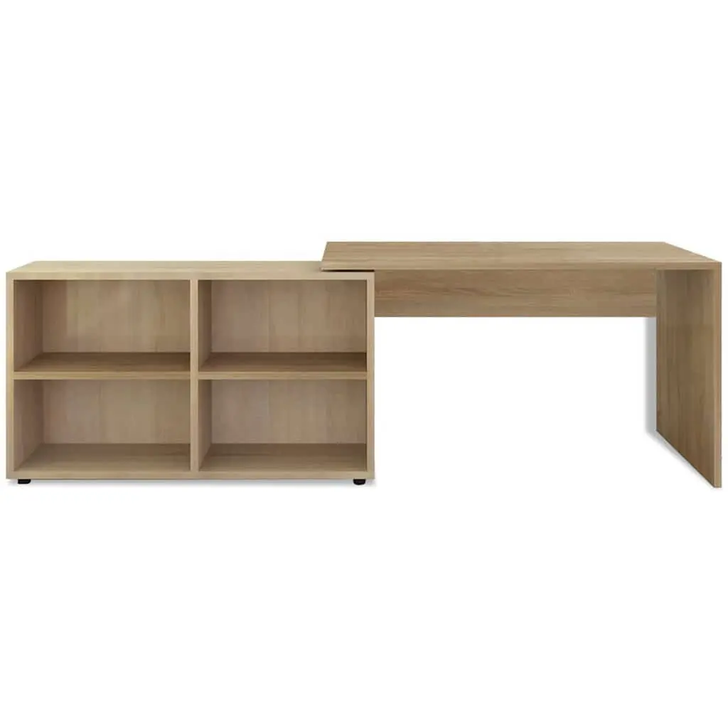 Corner Desk with 4 Shelves Brown Office Study Computer Workstation Storage