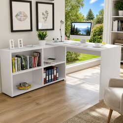 Your Perfect Workspace: White Corner Desk with Bookcase