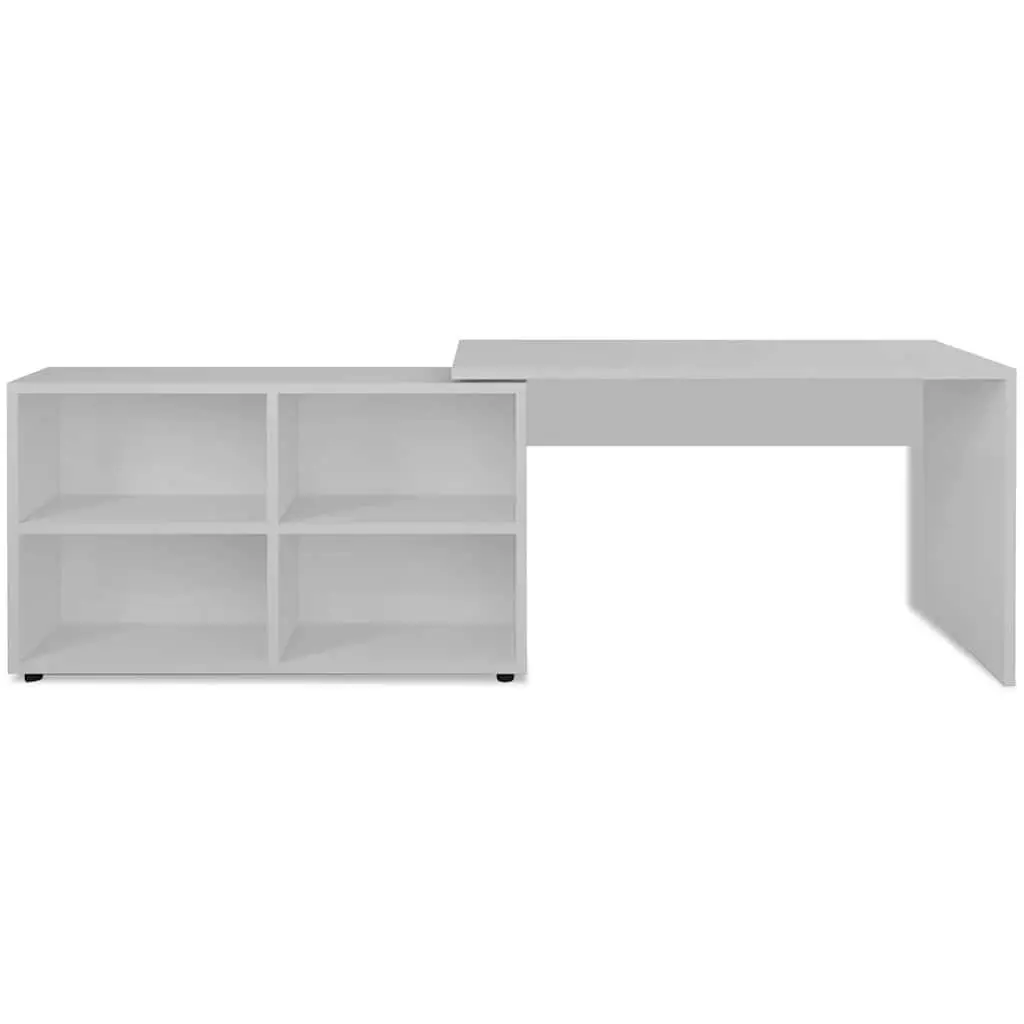 White Corner Desk with Bookcase Storage 4 Shelves Home Office Furniture